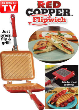 Pans Sandwich Maker Red Copper Flipwich Duo Non Stick Grilled Sandwich and Panini Maker was sold for 329.00 on 4 Aug at 22 16 by RealDealz in Cape Town ID 427827758